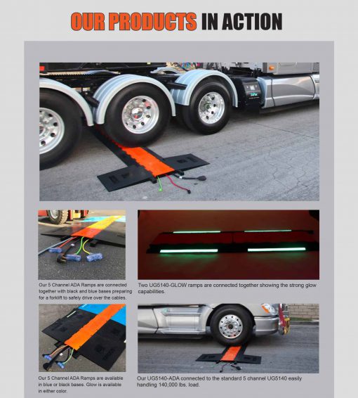 Elasco MG1300-GLOW, One Channel, 3 inch channel Cable Protector with Glow Strip Cable Protector Works - Elasco Wheel Chocks, Cable Protectors and Cable Ramps Cable Protectors