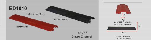 Elasco Products ED1010-BK Dropover, Single 4 inch Channel, Black Cable Protector Works - Elasco Wheel Chocks, Cable Protectors and Cable Ramps Cable Protectors