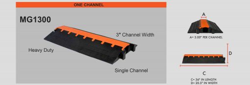 Elasco MG1300-GLOW, One Channel, 3 inch channel Cable Protector with Glow Strip Cable Protector Works - Elasco Wheel Chocks, Cable Protectors and Cable Ramps Cable Protectors