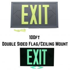 EXIT Sign. Gray Polycarbonate, 100 Feet, Double Sided with Gray Frame & Gray Ceiling or Flag Mount (100G-DGG) Cable Protector Works - Elasco Wheel Chocks, Cable Protectors and Cable Ramps Cable Protectors