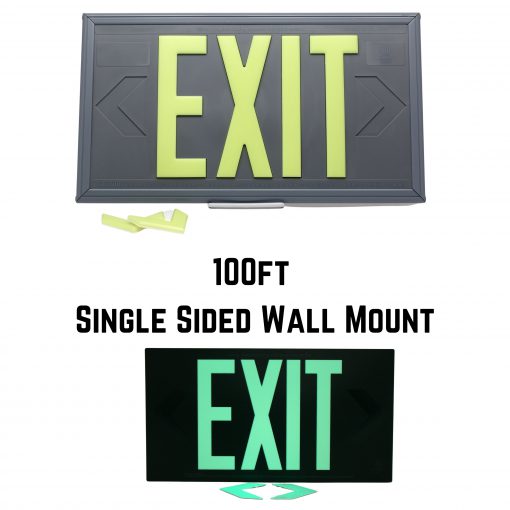 EXIT Sign. Gray Polycarbonate, 100 Feet, Single Sided with Gray Frame & No Ceiling/Flag Mount (100G-SG-) Cable Protector Works - Elasco Wheel Chocks, Cable Protectors and Cable Ramps Cable Protectors