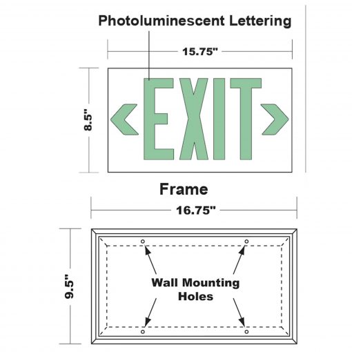 EXIT Sign. Green, 50 Feet, Single Sided with White Frame & no Mount (50G-SW-) Cable Protector Works - Elasco Wheel Chocks, Cable Protectors and Cable Ramps Cable Protectors