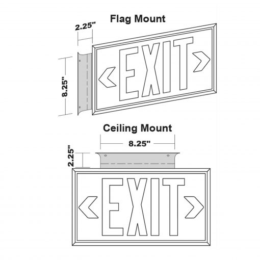 EXIT Sign. Green, 50 Feet, Single Sided with White Frame & no Mount (50G-SW-) Cable Protector Works - Elasco Wheel Chocks, Cable Protectors and Cable Ramps Cable Protectors