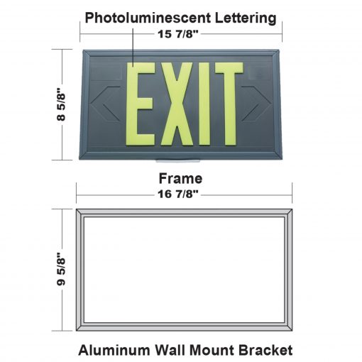 EXIT Sign. Gray Polycarbonate, 100 Feet, Double Sided with Gray Frame & Gray Ceiling or Flag Mount (100G-DGG) Cable Protector Works - Elasco Wheel Chocks, Cable Protectors and Cable Ramps Cable Protectors