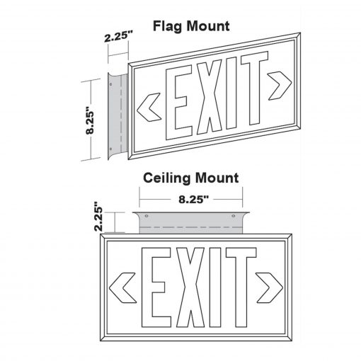 EXIT Sign. Gray Polycarbonate, 100 Feet, Double Sided with Gray Frame & Gray Ceiling or Flag Mount (100G-DGG) Cable Protector Works - Elasco Wheel Chocks, Cable Protectors and Cable Ramps Cable Protectors