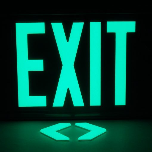 EXIT Sign. Gray Polycarbonate, 100 Feet, Double Sided with Gray Frame & Gray Ceiling or Flag Mount (100G-DGG) Cable Protector Works - Elasco Wheel Chocks, Cable Protectors and Cable Ramps Cable Protectors