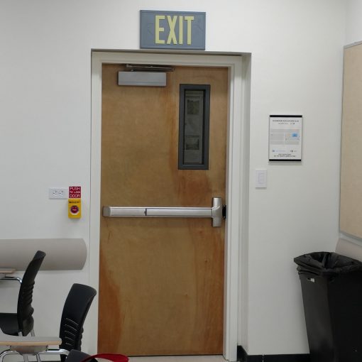 EXIT Sign. Gray Polycarbonate, 100 Feet, Double Sided with Gray Frame & Gray Ceiling or Flag Mount (100G-DGG) Cable Protector Works - Elasco Wheel Chocks, Cable Protectors and Cable Ramps Cable Protectors