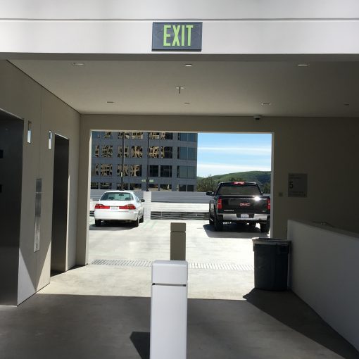 EXIT Sign. Gray Polycarbonate, 100 Feet, Double Sided with Gray Frame & Gray Ceiling or Flag Mount (100G-DGG) Cable Protector Works - Elasco Wheel Chocks, Cable Protectors and Cable Ramps Cable Protectors