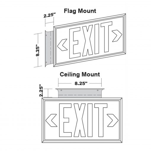 EXIT Sign. Gray Polycarbonate, 100 Feet, Single Sided with Gray Frame & No Ceiling/Flag Mount (100G-SG-) Cable Protector Works - Elasco Wheel Chocks, Cable Protectors and Cable Ramps Cable Protectors