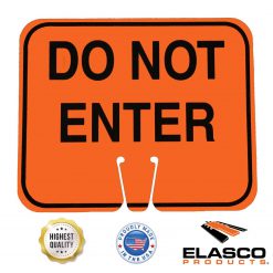 Elasco ABS Plastic Traffic Cone Sign, Legend “DO NOT Enter”, 11″ Width x 13″ Height, Black on Orange Cable Protector Works - Elasco Wheel Chocks, Cable Protectors and Cable Ramps Cable Protectors