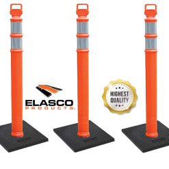 Elasco EZ Grab Delineator 45″ Post, 3″ Hip Collars with 10 lb Base, Orange, 3 Pack Cable Protector Works - Elasco Wheel Chocks, Cable Protectors and Cable Ramps Cable Protectors