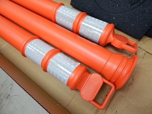 Elasco EZ Grab Delineator 45″ Post, 3″ Hip Collars with 10 lb Base, Orange, 3 Pack Cable Protector Works - Elasco Wheel Chocks, Cable Protectors and Cable Ramps Cable Protectors