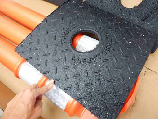 Elasco EZ Grab Delineator 45″ Post, 3″ Hip Collars with 10 lb Base, Orange, 3 Pack Cable Protector Works - Elasco Wheel Chocks, Cable Protectors and Cable Ramps Cable Protectors