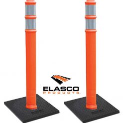 Elasco EZ Grab Delineator 45″ Post, 3″ Hip Collars with 10 lb Base, Orange, 2 Pack Cable Protector Works - Elasco Wheel Chocks, Cable Protectors and Cable Ramps Cable Protectors