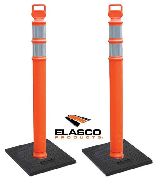 Elasco EZ Grab Delineator 45″ Post, 3″ Hip Collars with 10 lb Base, Orange, 2 Pack Cable Protector Works - Elasco Wheel Chocks, Cable Protectors and Cable Ramps Cable Protectors