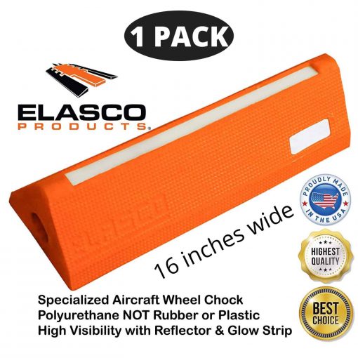 Aircraft Wheel Chocks, Wide Base, 3 Widths 16/24/45 Inches – High Visibility with Reflector & Glow in the Dark Strip Cable Protector Works - Elasco Wheel Chocks, Cable Protectors and Cable Ramps Cable Protectors