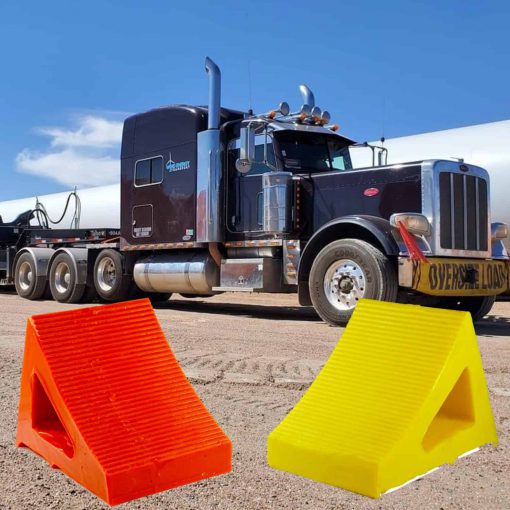 Wheel Chocks – Heavy Duty – Polyurethane for Trucking, RVs, Trailers & Vehicles 7 Inch – 4 Colors Cable Protector Works - Elasco Wheel Chocks, Cable Protectors and Cable Ramps Cable Protectors