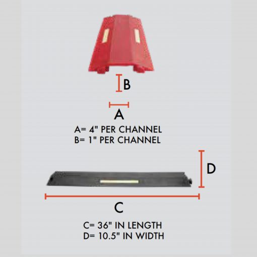 Elasco Products ED1010-R-GLOW Dropover, Single 4 inch Channel, Red with Glow Cable Protector Works - Elasco Wheel Chocks, Cable Protectors and Cable Ramps Cable Protectors