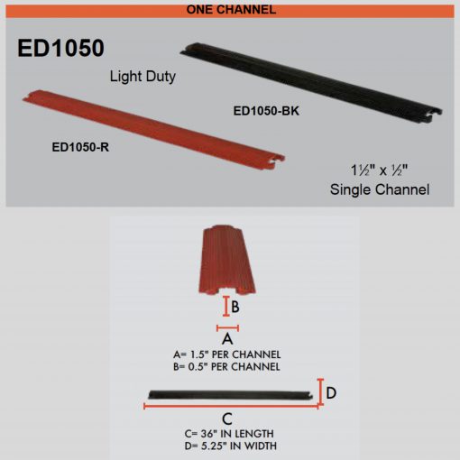 Elasco ED1050-R Dropover, Single 1.5 inch Channel, Red Cable Protector Works - Elasco Wheel Chocks, Cable Protectors and Cable Ramps Cable Protectors