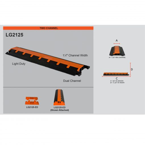 Elasco LG2125 Cable Protector, Two 1.25 inch Channels Cable Protector Works - Elasco Wheel Chocks, Cable Protectors and Cable Ramps Cable Protectors