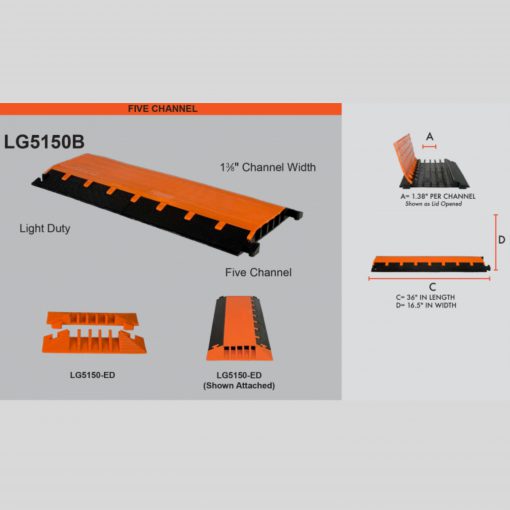 Elasco LG5150B Cable Protector Five Channel 1.38 inch Channel Width Cable Protector Works - Elasco Wheel Chocks, Cable Protectors and Cable Ramps Cable Protectors