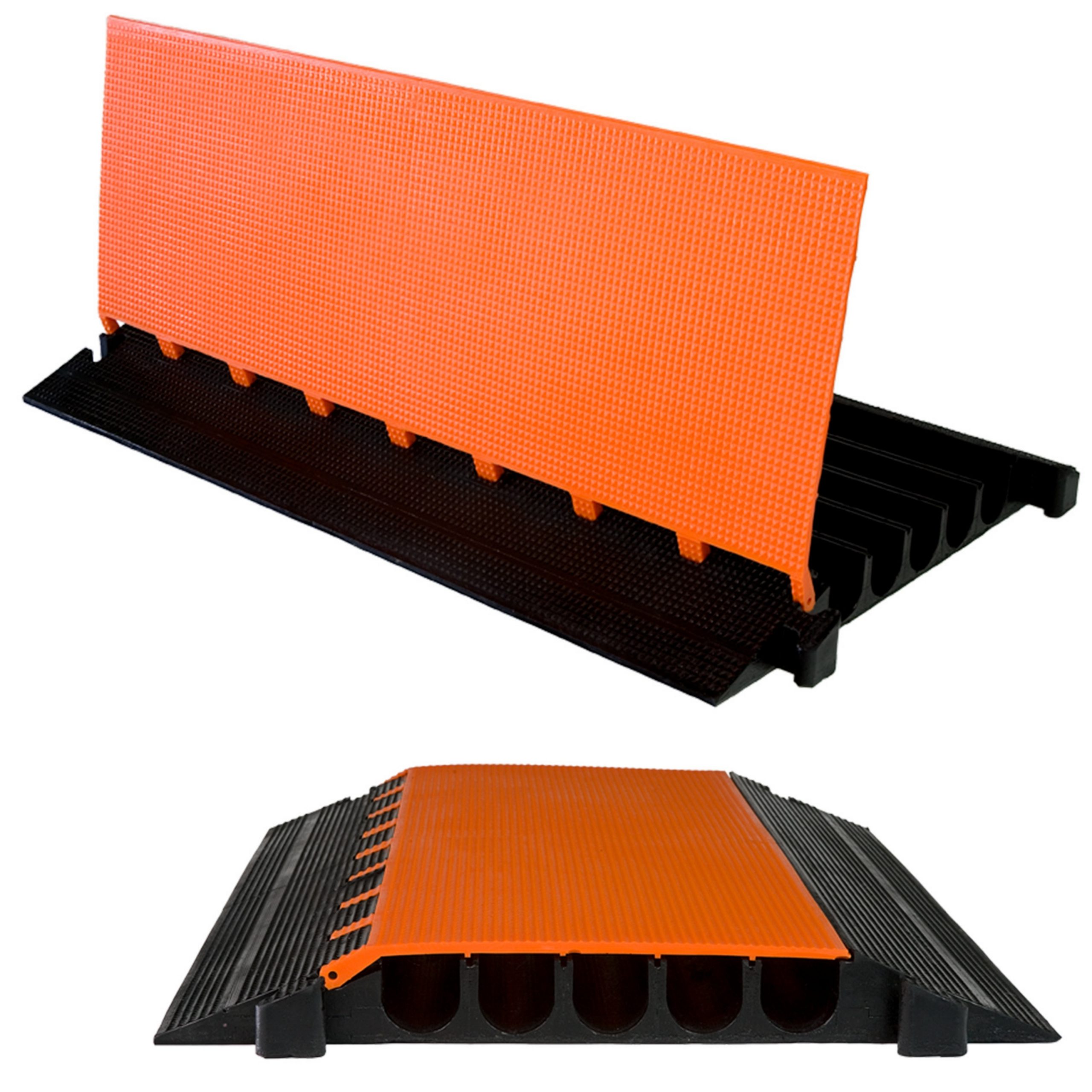 16500 lb Drive Over Wire Protector Orange/Black Three 3 Channels 37 x 16.5 x 2.5 Heavy Duty Elasco MG3300 Mighty Guard Interlocking Cable Ramp Floor Cord Cover per Tire Load Capacity 