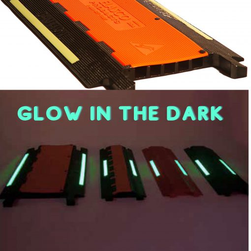 Elasco UG5140-ADA-GLOW Five Channel ADA Cable Ramp. Black & Orange with Glow Cable Protector Works - Elasco Wheel Chocks, Cable Protectors and Cable Ramps Cable Protectors