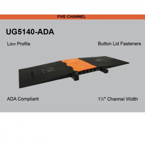 Elasco UG5140-ADA-GLOW Five Channel ADA Cable Ramp. Black & Orange with Glow Cable Protector Works - Elasco Wheel Chocks, Cable Protectors and Cable Ramps Cable Protectors