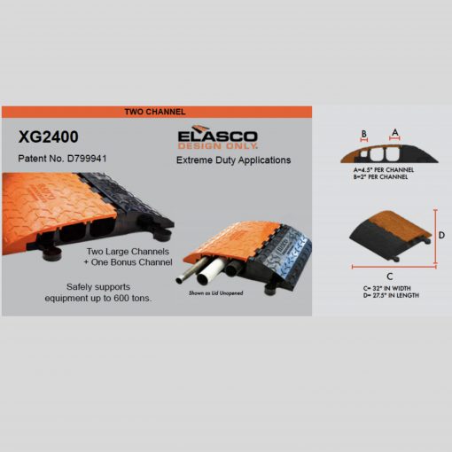 XTREMEGUARD: Elasco XG2400 Two 4 Inch Channels Extreme Duty Cable Protector – 300-500 Ton Load Capacity for Mining Trucks Cable Protector Works - Elasco Wheel Chocks, Cable Protectors and Cable Ramps Cable Protectors