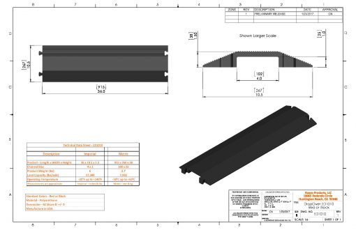 Elasco Products ED1010-BK Dropover, Single 4 inch Channel, Black Cable Protector Works - Elasco Wheel Chocks, Cable Protectors and Cable Ramps Cable Protectors