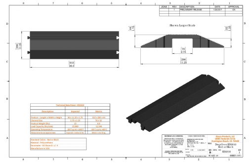 Elasco Products ED2010-BK Dropover, Single 2.75 inch Channel, Black Cable Protector Works - Elasco Wheel Chocks, Cable Protectors and Cable Ramps Cable Protectors