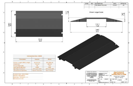 Elasco Products ED8200-BK Dropover, Single 8″ inch Channel, Black Cable Protector Works - Elasco Wheel Chocks, Cable Protectors and Cable Ramps Cable Protectors