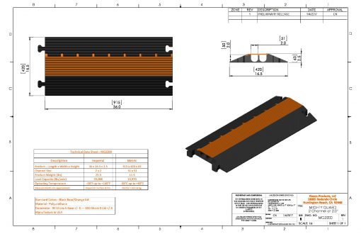 Elasco MG2200 Cable Protector Two Channel 2 inch Channels Cable Protector Works - Elasco Wheel Chocks, Cable Protectors and Cable Ramps Cable Protectors