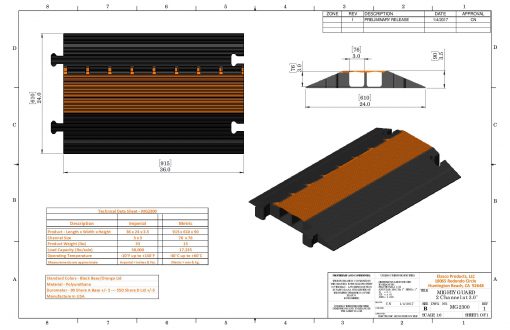 Elasco MG2300, 2 Channel, 3 inch channel Cable Protector Cable Protector Works - Elasco Wheel Chocks, Cable Protectors and Cable Ramps Cable Protectors