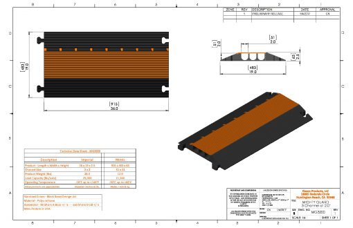 Elasco MG3200, 3 Channel, 2 inch channel Cable Protector Cable Protector Works - Elasco Wheel Chocks, Cable Protectors and Cable Ramps Cable Protectors