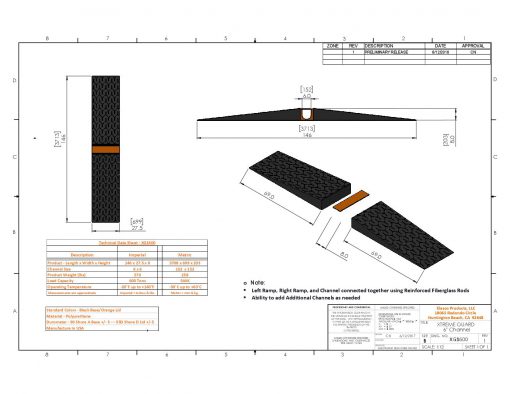 XTREMEGUARD: Elasco XG6C Single 6″ Channel for Adding Channels to XG1600 – 300-500 Ton Load Capacity for Mining Trucks Cable Protector Works - Elasco Wheel Chocks, Cable Protectors and Cable Ramps Cable Protectors