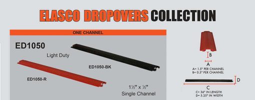 Elasco ED1050-BK Dropover, Single 1.5 inch Channel, Black, 6 pack Cable Protector Works - Elasco Wheel Chocks, Cable Protectors and Cable Ramps Cable Protectors