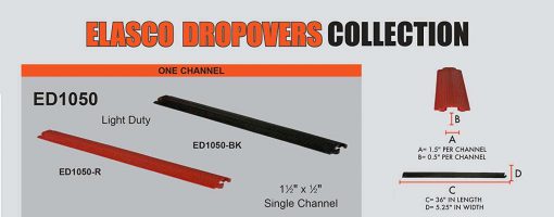 Elasco ED1050-BK Dropover, Single 1.5 inch Channel, Black, 12 pack Cable Protector Works - Elasco Wheel Chocks, Cable Protectors and Cable Ramps Cable Protectors