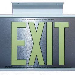 EXIT Sign. Brushed Aluminum. Green Lettering, 50 Feet, Double Sided with White Frame & White Mount (50SSG-DWW) Cable Protector Works - Elasco Wheel Chocks, Cable Protectors and Cable Ramps Cable Protectors