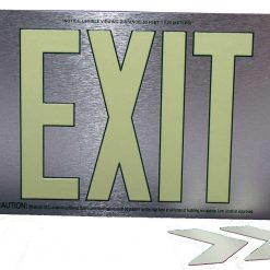 EXIT Sign. Brushed Aluminum. Green Lettering, 50 Feet, Single Sided with No Frame & No Mount (50SSG-S–) Cable Protector Works - Elasco Wheel Chocks, Cable Protectors and Cable Ramps Cable Protectors