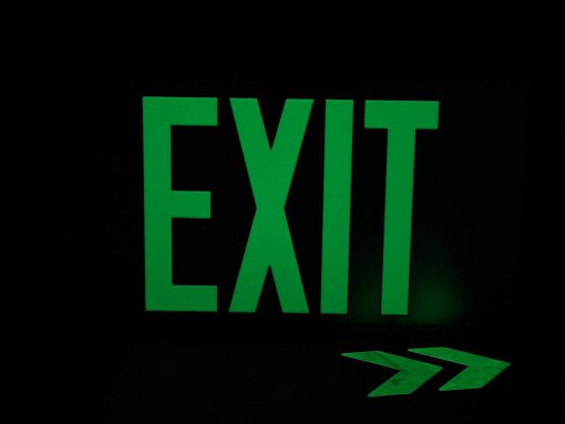 EXIT Sign. Brushed Aluminum. Green Lettering, 50 Feet, Single Sided with No Frame & No Mount (50SSG-S–) Cable Protector Works - Elasco Wheel Chocks, Cable Protectors and Cable Ramps Cable Protectors