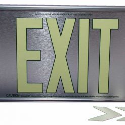 EXIT Sign. Brushed Aluminum. Green Lettering, 50 Feet, Single Sided with Silver Frame & No Mount (50SSG-SS-) Cable Protector Works - Elasco Wheel Chocks, Cable Protectors and Cable Ramps Cable Protectors