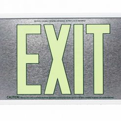 EXIT Sign. Brushed Aluminum. Green Lettering, 50 Feet, Single Sided with White Frame & No Mount (50SSG-SW-) Cable Protector Works - Elasco Wheel Chocks, Cable Protectors and Cable Ramps Cable Protectors