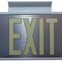 EXIT Sign. Brushed Aluminum. Red Lettering, 50 Feet, Double Sided with White Frame & White Mount (50SSR-DWW) Cable Protector Works - Elasco Wheel Chocks, Cable Protectors and Cable Ramps Cable Protectors
