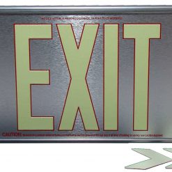 EXIT Sign. Brushed Aluminum. Red Lettering, 50 Feet, Single Sided with Silver Frame & No Mount (50SSR-SS-) Cable Protector Works - Elasco Wheel Chocks, Cable Protectors and Cable Ramps Cable Protectors