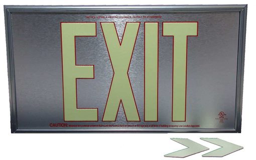 EXIT Sign. Brushed Aluminum. Red Lettering, 50 Feet, Single Sided with Silver Frame & No Mount (50SSR-SS-) Cable Protector Works - Elasco Wheel Chocks, Cable Protectors and Cable Ramps Cable Protectors