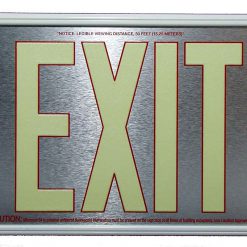 EXIT Sign. Brushed Aluminum. Red Lettering, 50 Feet, Single Sided with White Frame & No Mount (50SSR-SW-) Cable Protector Works - Elasco Wheel Chocks, Cable Protectors and Cable Ramps Cable Protectors