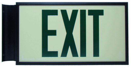 EXIT Sign. Green Lettering, 75 Feet, Double Sided with Black Frame & Black Mount (75G-DBB) Cable Protector Works - Elasco Wheel Chocks, Cable Protectors and Cable Ramps Cable Protectors