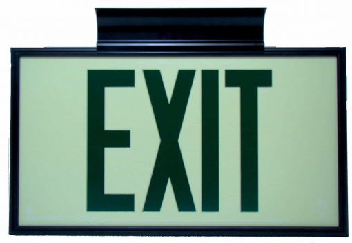 EXIT Sign. Green Lettering, 75 Feet, Double Sided with Black Frame & Black Mount (75G-DBB) Cable Protector Works - Elasco Wheel Chocks, Cable Protectors and Cable Ramps Cable Protectors