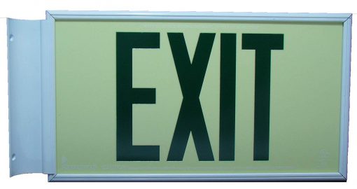 EXIT Sign. Green Lettering, 75 Feet, Double Sided with White Frame & White Mount (75G-DWW) Cable Protector Works - Elasco Wheel Chocks, Cable Protectors and Cable Ramps Cable Protectors